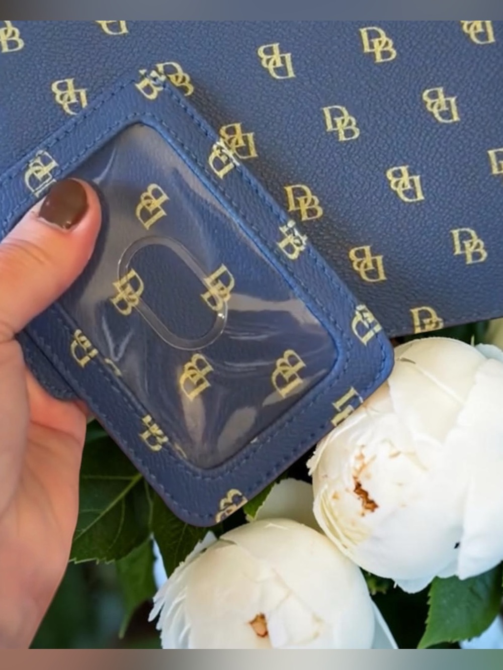 DOONEY & BOURKE signature DB monogram, cornflower blue wristlet,& ID card holder - Picture 10 of 13